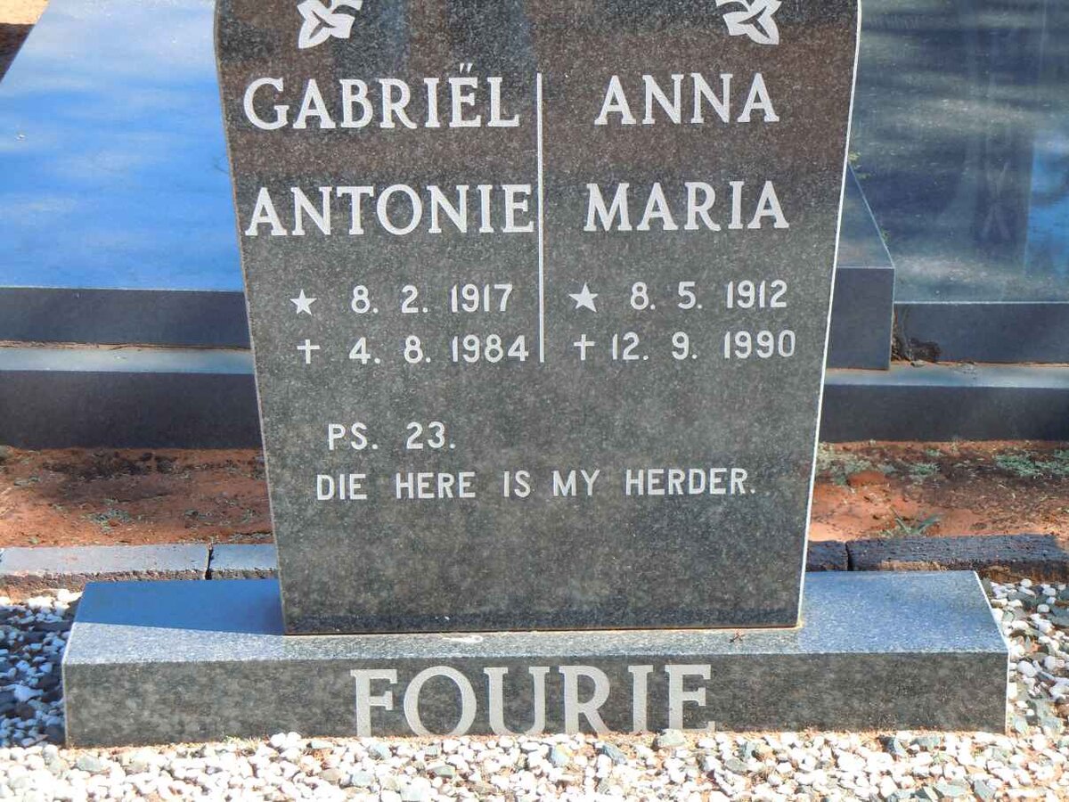 FOURIE Gabriël Antonie 1917-1984 &amp; Anna Maria 1912-1990