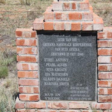 Northern Cape, WARRENTON district, N12 / R29, Koedoesdam 16, Roadside memorial