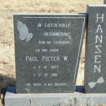 HANSEN Paul Pieter W. 1927-1981