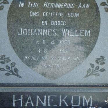HANEKOM Johannes Willem 1959-1981