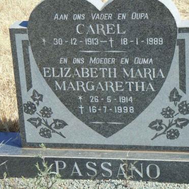PASSANO Carel 1913-1989 &amp; Elizabeth Maria Margaretha 1914-1998