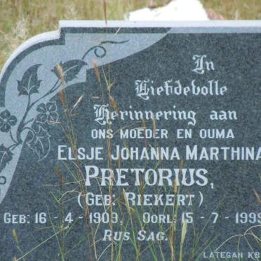 PRETORIUS Elsje Johanna Marthina nee RIEKERT 1909-1999