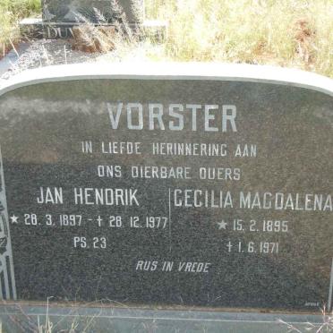 VORSTER Jan Hendrik 1897-1977 &amp; Cecilia Magdalena 1895-1971