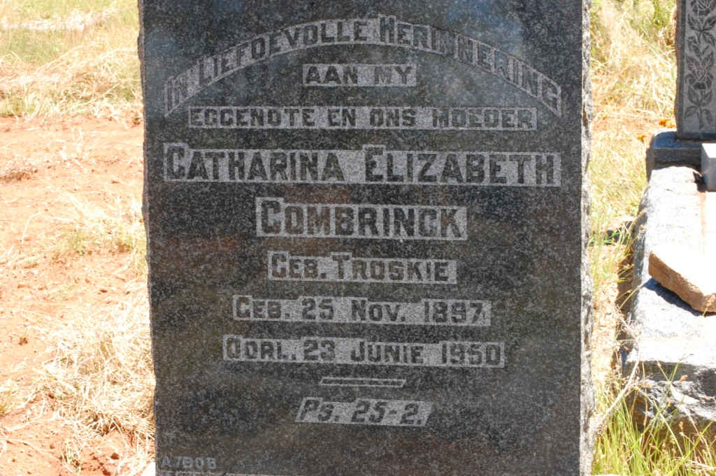 COMBRINCK Catharina Elizabeth nee TROSKIE 1897-1950