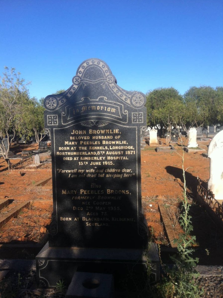 BROWNLIE John 1871-1915 &amp; BROOKS Mary Peebles formerly BROWNLIE nee COOPER -1955
