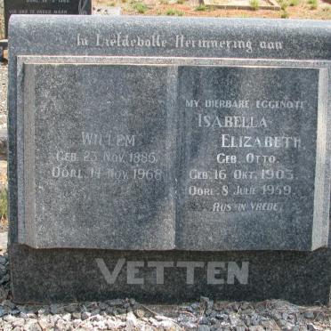 VETTEN Willem 1885-1968 &amp; Isabella Elizabeth OTTO 1903-1959
