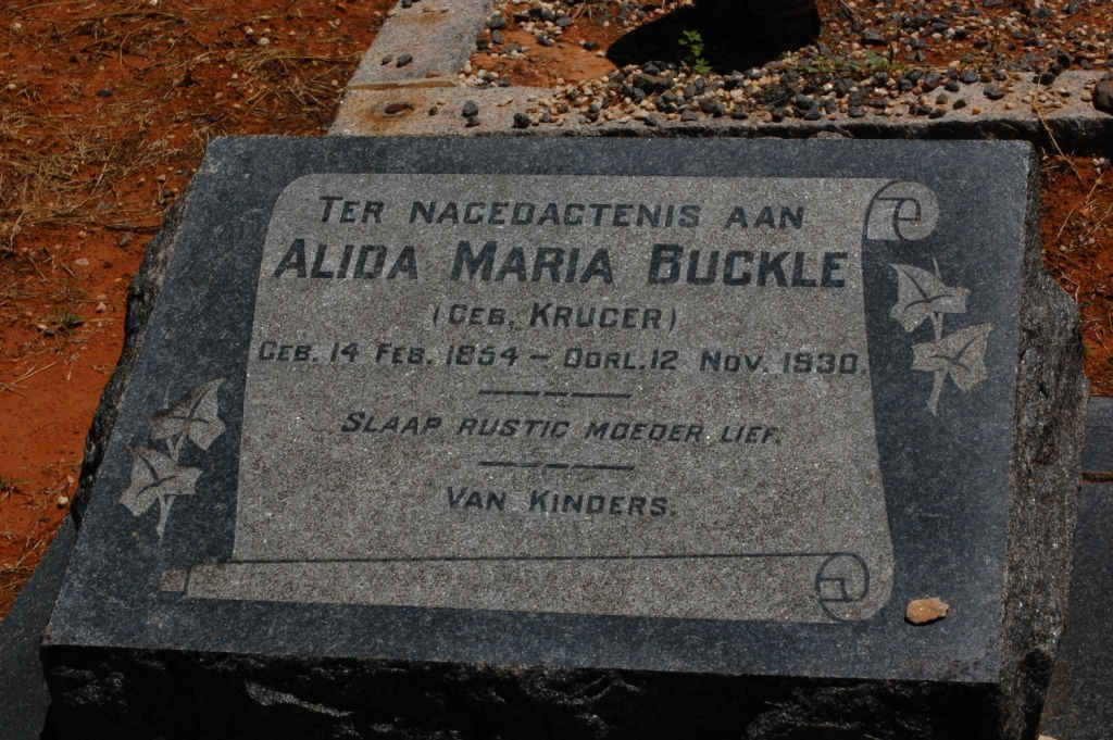 BUCKLE Alida Maria nee KRUGER 1854-1930