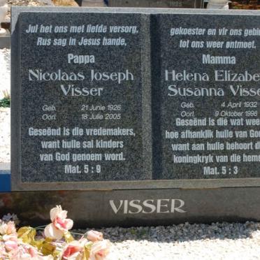 VISSER Nicolaas Joseph 1926-2005 &amp; Helena Elizabeth Susanna 1932-1998