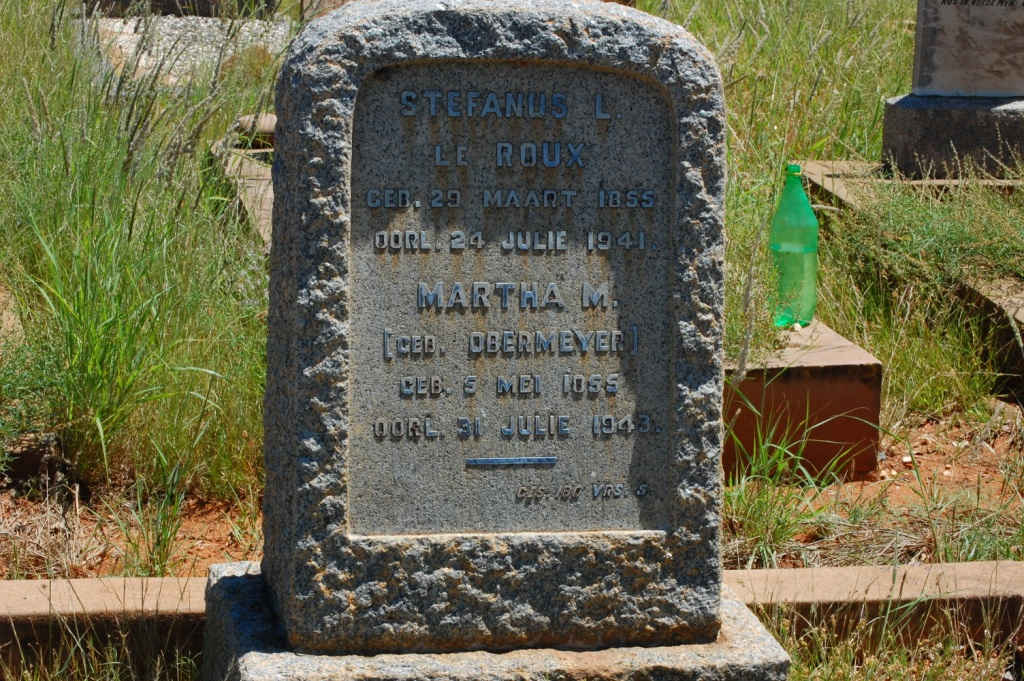 ROUX Stephanus L., le 1855-1941 &amp; Martha M. OBERMEYER 1855-1943