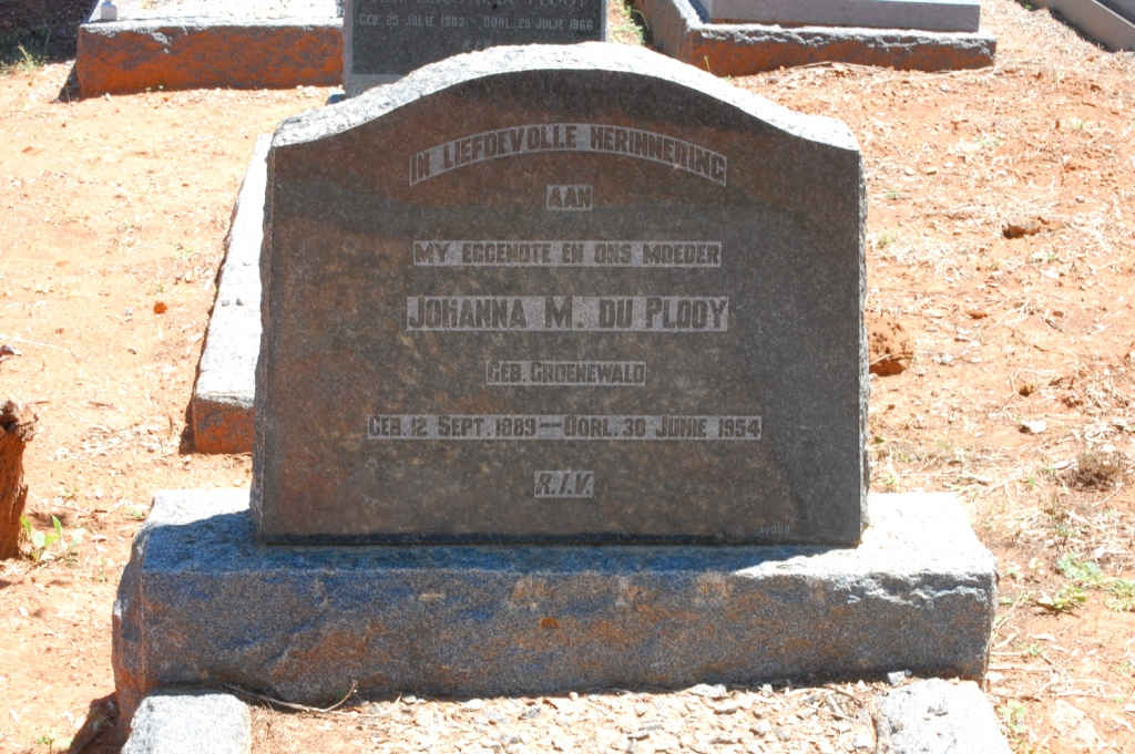 PLOOY Johanna M., du nee GROENEWALD 1889-1954