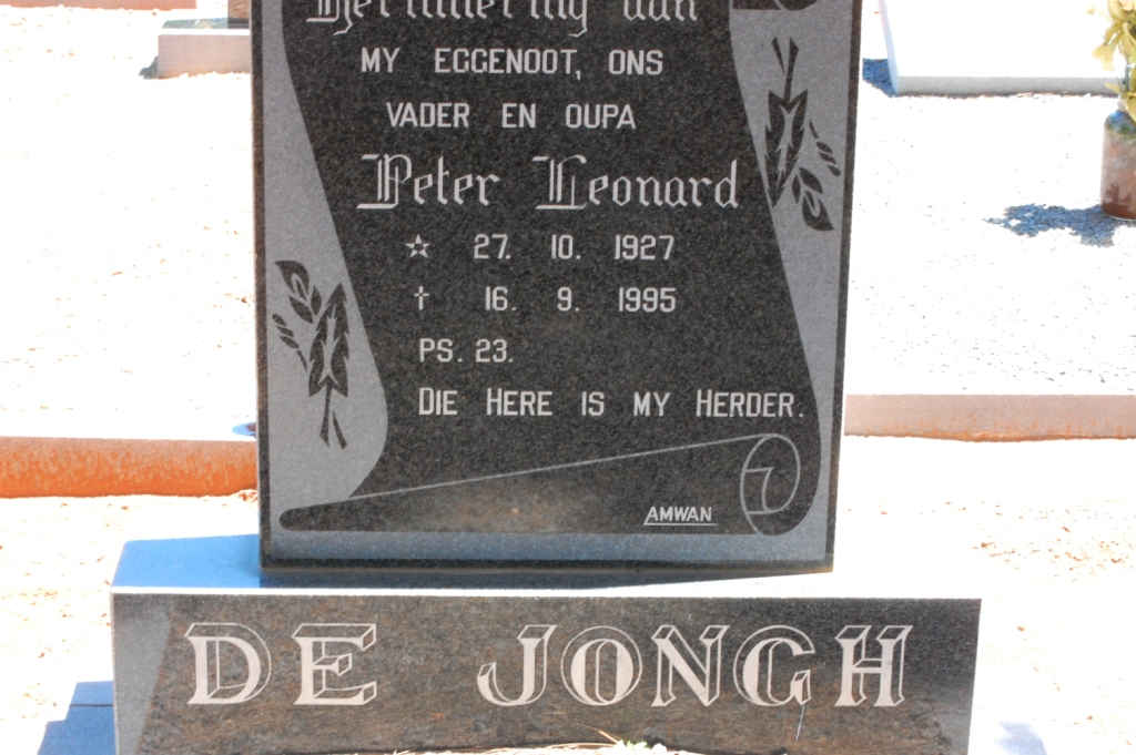 JONGH Peter Leonard, de 1927-1995