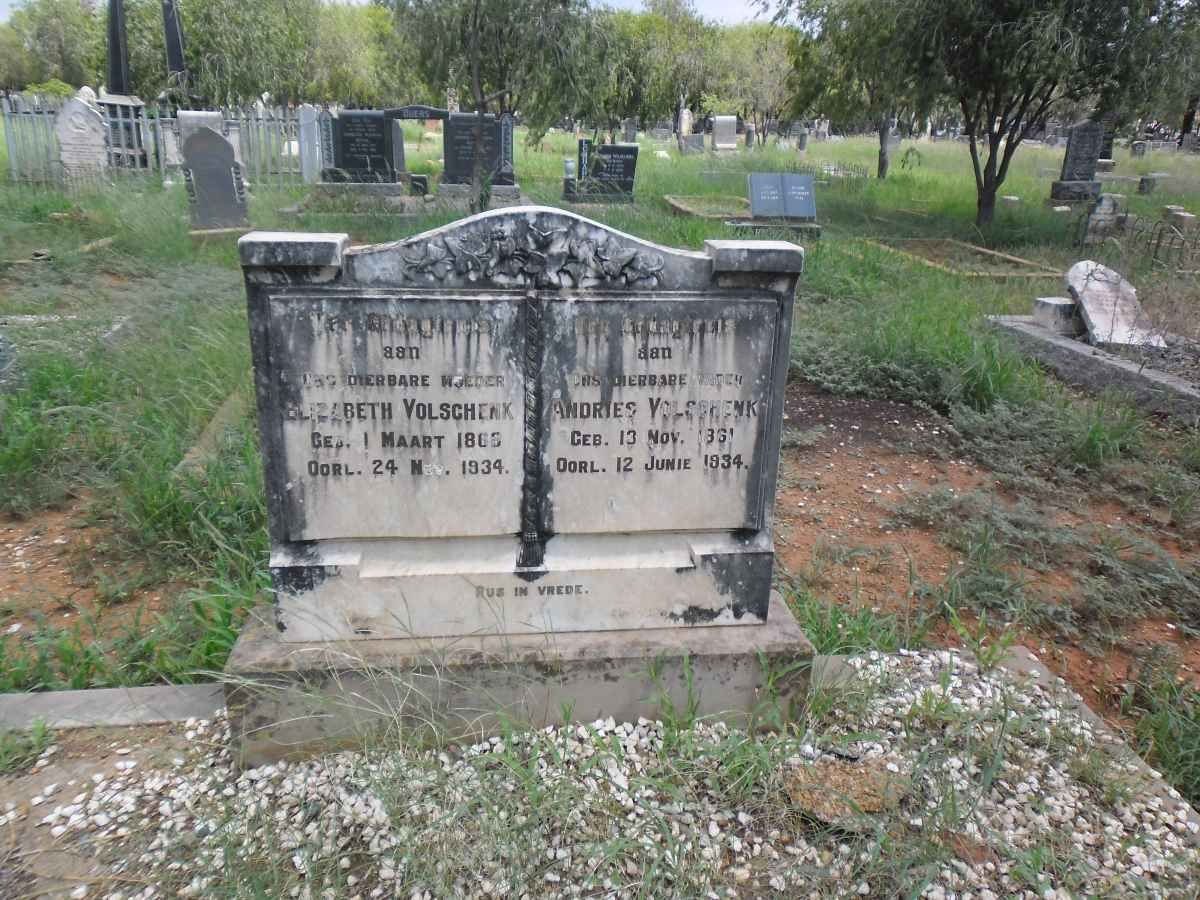 VOLSCHENK Andries 1861-1934 &amp; Elizabeth 1865-1934