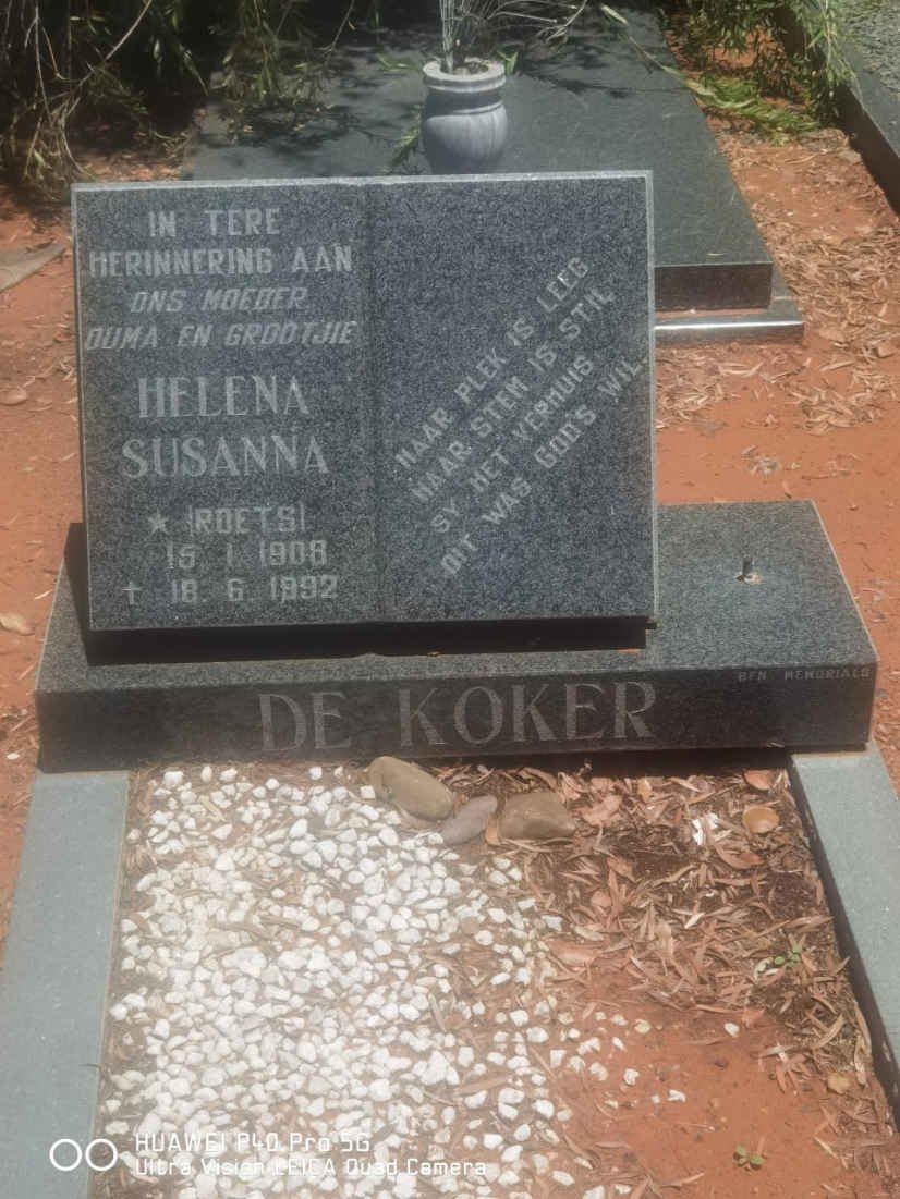 KOKER Helena Susana, de nee ROETS 1908-1992