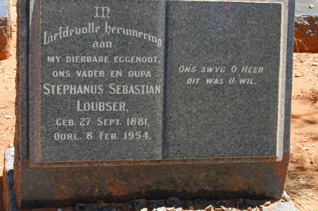 LOUBSER Stephanus Sebastiaan 1881-1954