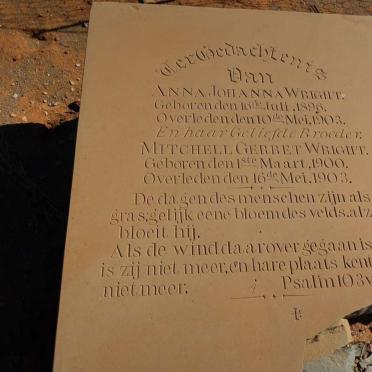 WRIGHT Anna Johanna 1896-1903 :: WRIGHT Mitchell Gerret 1900-1903