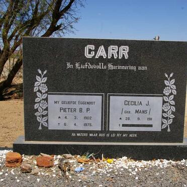 CARR Pieter B.P. 1902-1975 &amp; Cecilia J. MANS 1911-