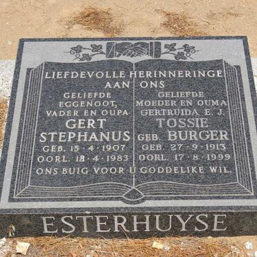 ESTERHUYSE Gert Stephanus 1907-1983 &amp; Gertruida E.J. BURGER 1913-1999