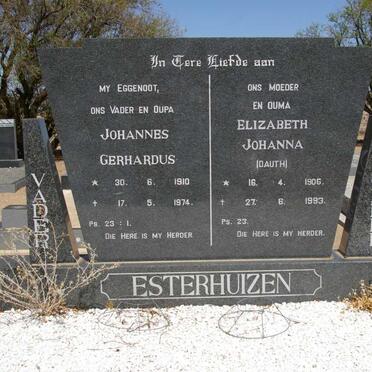 ESTERHUIZEN Johannes Gerhardus 1910-1974 &amp; Elizabeth Johanna DAUTH 1906-1993