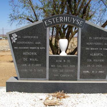 ESTERHUYSE Hendrik de Waal 1899-1975 &amp; Alberta OLIVIER 1909-1993