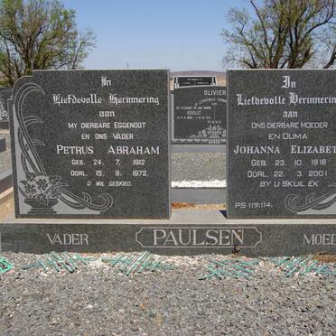 PAULSEN Petrus Abraham 1912-1972 &amp; Johanna Elizabeth 1918-2001