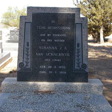 SCHALKWYK Susanna J.A., van nee LOUW  1890-1968