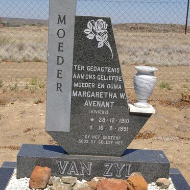 ZYL Margaretha W. Avenant, van nee VIVIERS 1910-1991