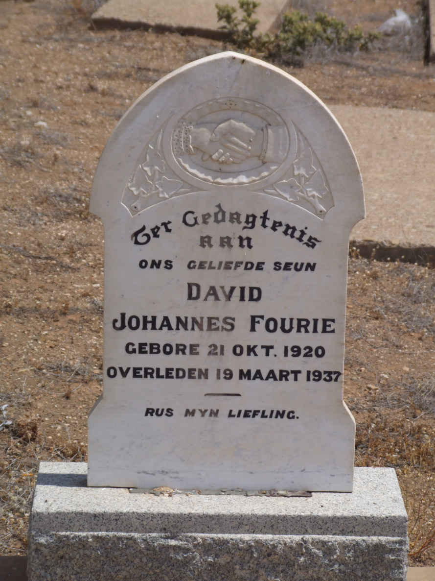 FOURIE David Johannes 1920-1937