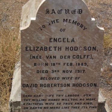 HODGSON Engela Elizabeth nee VAN DER COLFF 1889-1917