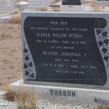 THERON Schalk Willem Petrus 1894-1962 &amp; Hester Johanna F. VAN WYK 1891-1974