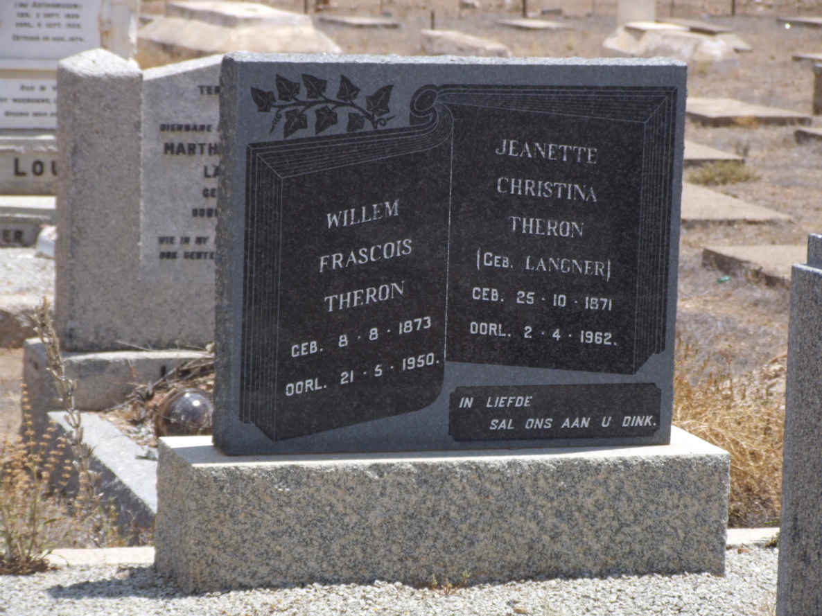 THERON Willem Frascois 1873-1950 &amp; Jeanette Christina LANGNER 1871-1962