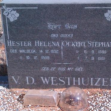 WESTHUIZEN Ockert Stephanus, v.d. 1885-1961 &amp; Hester Helena WALDECK 1892-1959