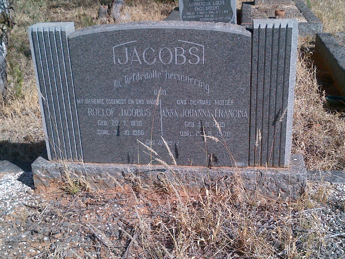 JACOBS Roelof Jacobus 1876-1966 &amp; Anna Johanna Francina 18?5-1970