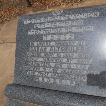 ALTSHULER Sarah  -19?