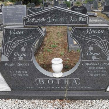 BOTHA Henry Rhodes 1928-1990 &amp; Johanna Christina OLIVIER 1925-1977
