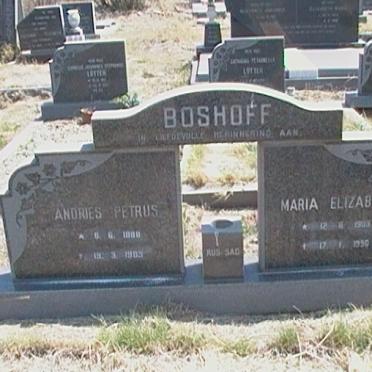 BOSHOFF Andries Petrus 18??-19?? &amp; Maria Elizabeth 1903-199?