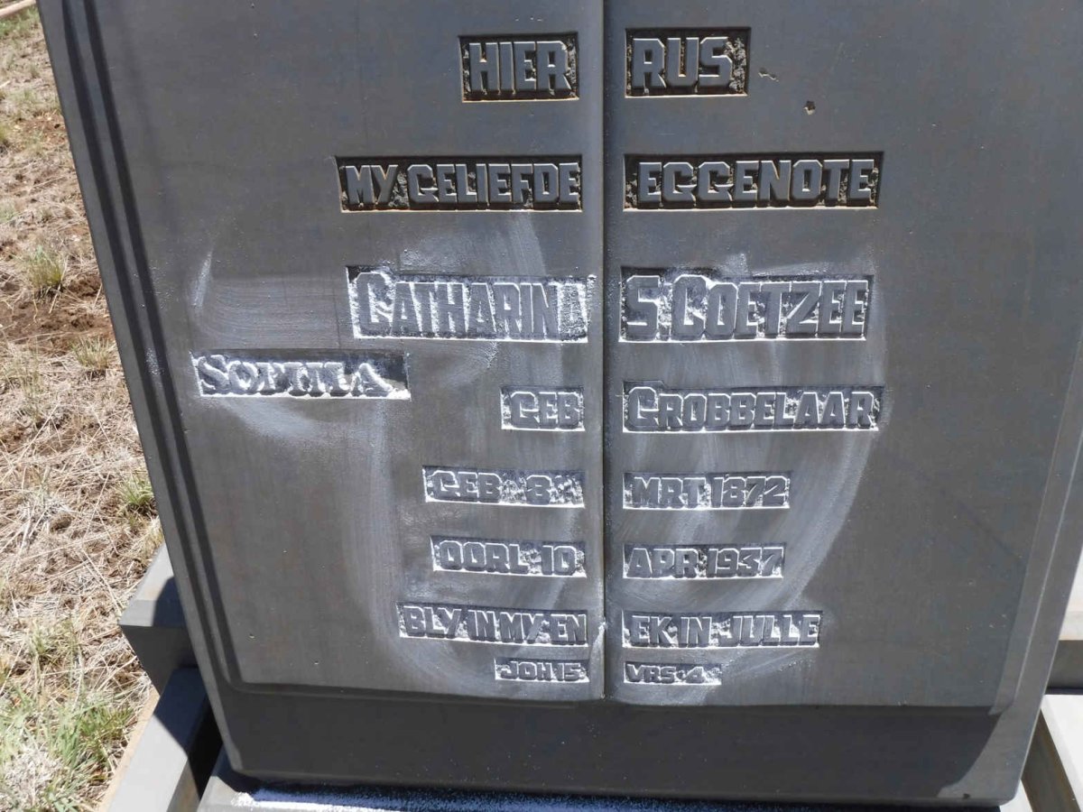 COETZEE Catharina Sophia nee GROBBELAAR 1872-1937