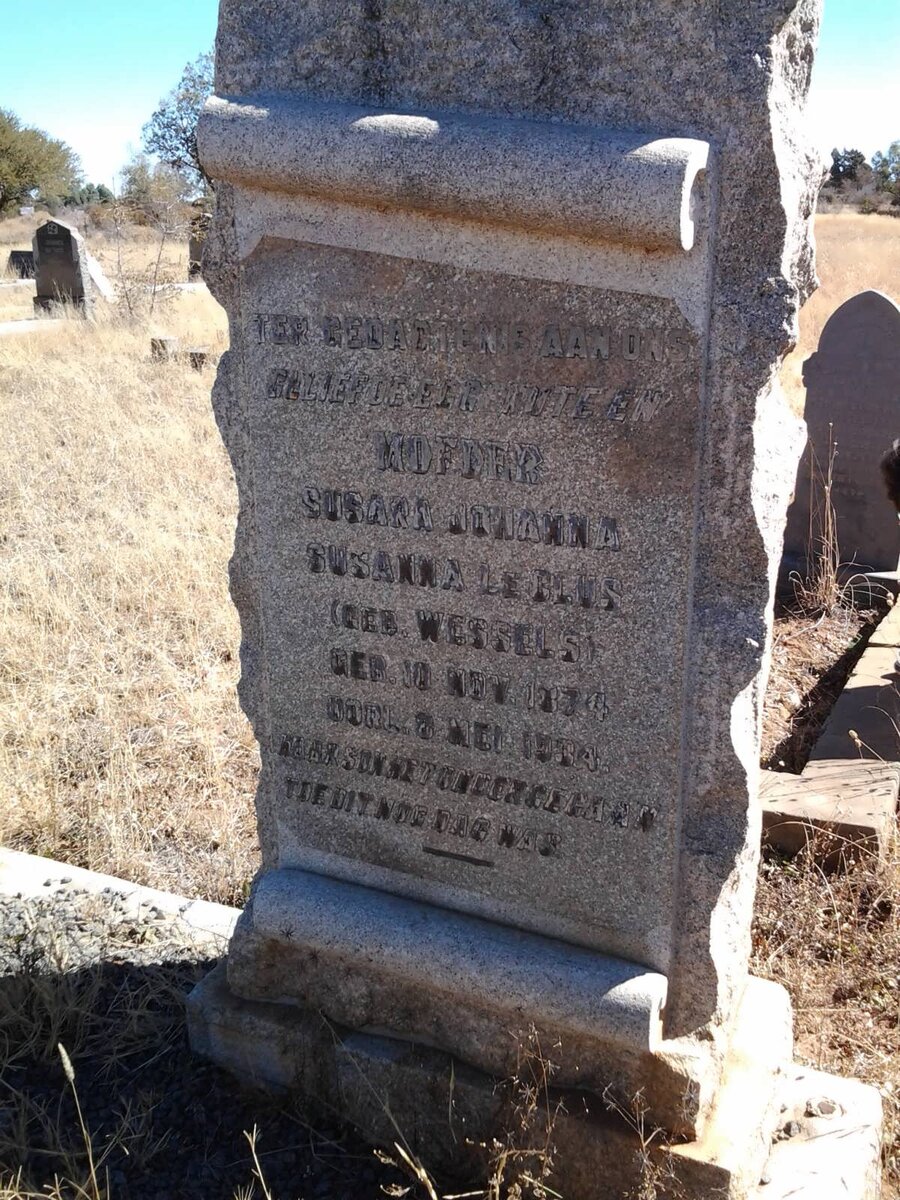 CLUS Susara Johanna Susanna, le nee WESSELS -1934