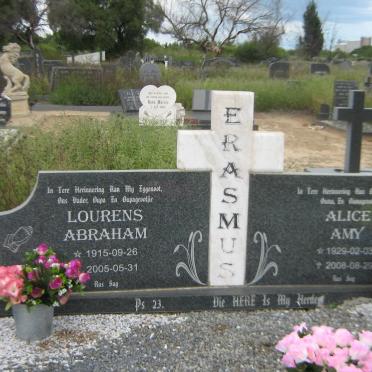 ERASMUS Lourens Abraham 1915-2005 &amp; Alice Amy 1929-2008