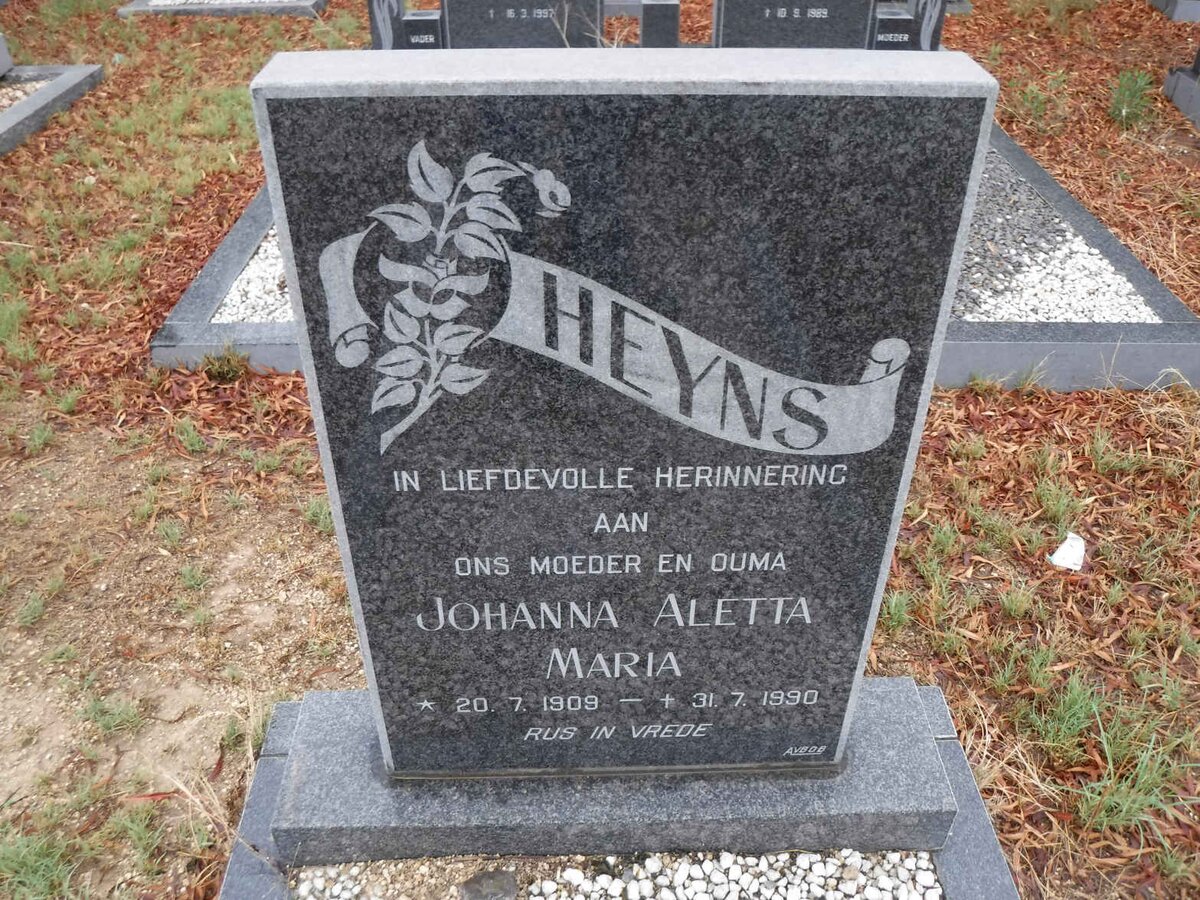 HEYNS Johanna Aletta Maria 1909-1990