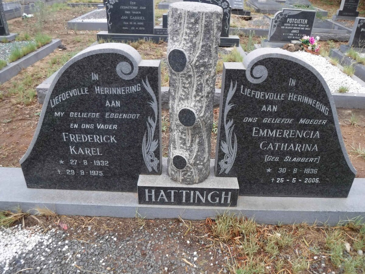 HATTINGH Frederick Karel 1932-1975 &amp; Emmerencia Catharina SLABBERT 1936-2005