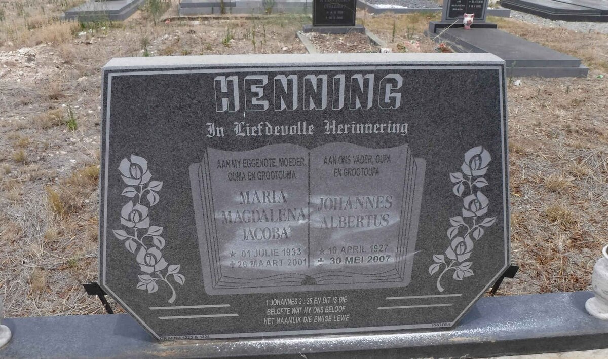 HENNING Johannes Albertus 1927-2007 &amp; Maria Magdalena Jacoba 1933-2001