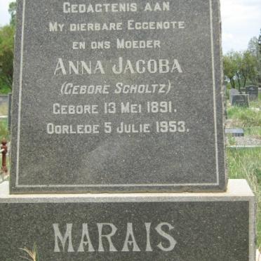MARAIS Anna Jacoba nee SCHOLTZ 1891-1953