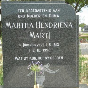 MEYER Martha Hendriena nee OBERHOLZER 1913-1992