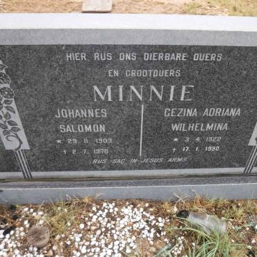 MINNIE Johannes Salomon 1903-1978 &amp; Gezina Adriana Wilhelmina 1922-1990