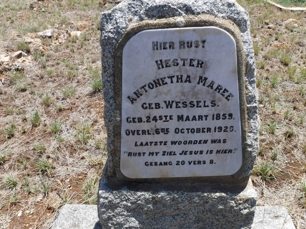 MAREE Hester Antonetha nee WESSELS 1859-1920