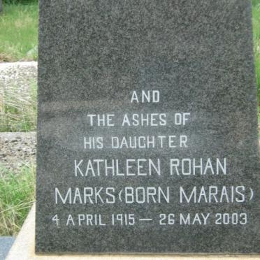 MARAIS Abraham Johannes 1881-1955 :: MARKS Kathleen Rohan nee MARAIS 1915-2003 :: MARKS Alan Richard 1943-1983