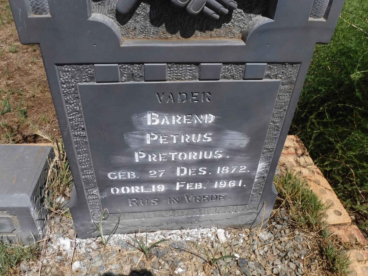 PRETORIUS Barend Petrus 1872-1961