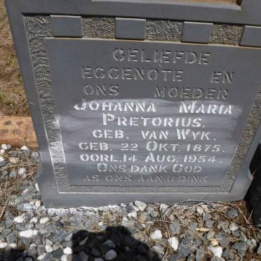 PRETORIUS Johanna Maria nee VAN WYK 1875-1954