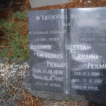 PIENAAR Johannes Theodorus 1876-1947 &amp; Aletta Johanna 1884-1961