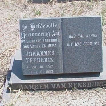 RENSBURG Johannes Frederik, Jansen van 1917-1983
